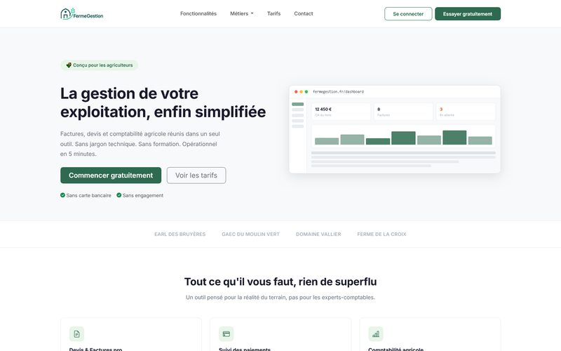 Accueil du logiciel FermeGestion